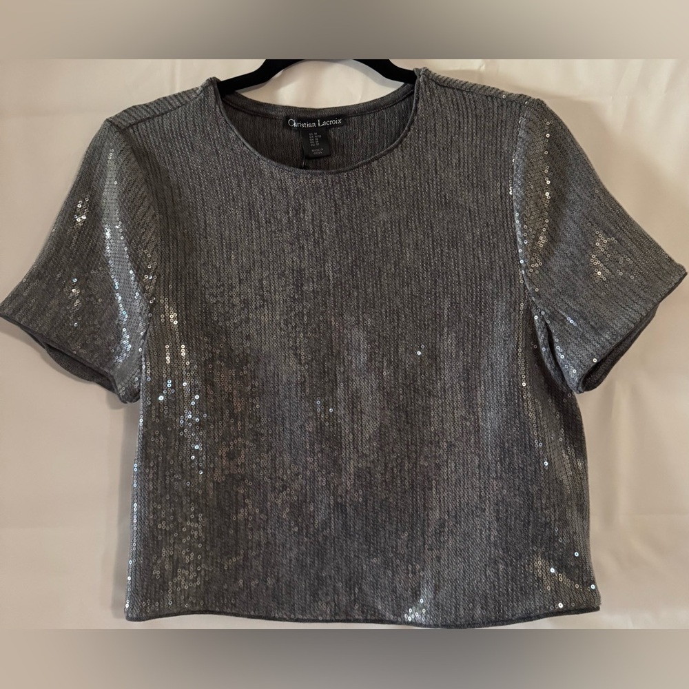 Christian Lacroix Women Grey Wide Leg Pants and Sequin Top, Two pieces set. M - Picture 5 of 16